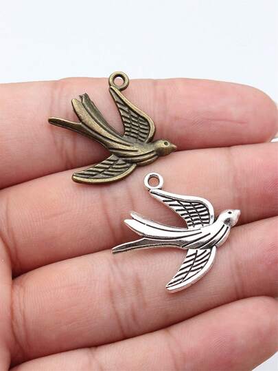 10pcs 29x28mm Flying Bird Swallows Charms Pendant For DIY Jewelry Making Necklace Keychain Phone Chain Bracelet Making Accessories Handmade Craft Making Findings