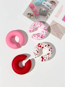 4pcs Gradient Color Clip-On Earrings Without Piercing, Acrylic Painted Ear Cuff Set - 4pcs - View 21