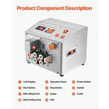 Automatischer Schrumpfschlauchschneider, Rohrschneidemaschine mit LCD-Display, 1–20 mm Schnittdurchmesser, 0,1–99999,9 mm Schnittlänge, für PVC-PE-Rohre, Silikonrohre, weiche Wasserrohre - 500 W - Übersicht 6