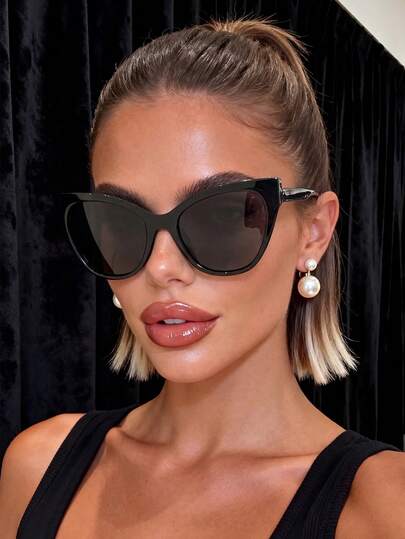 1 Cặp kính thời trang hình mắt mèo màu đen, gọng kính đầy đủ, đa năng và phong cách, phù hợp cho kỳ nghỉ, du lịch, bãi biển, công sở hàng ngày, học tập, chụp ảnh, phối đồ, lễ hội, hoạt động ngoài trời, lễ hội âm nhạc.