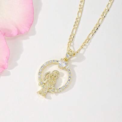 1pc Zirconia Halo Death/Grim Reaper Pendant Necklace, Gold-Plated Catholic Guardian Spiritual Gift, Unisex, Exorcism/Spiritual Protection