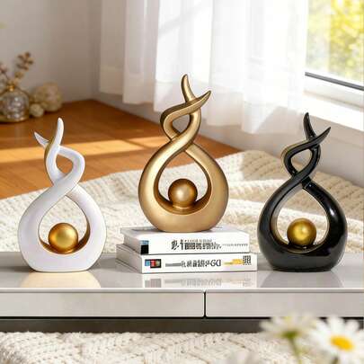 Tác phẩm điêu khắc trừu tượng hiện đại, tượng tối giản đen trắng, quà tặng tân gia, quà cưới lý tưởng, đồ trang trí nhà cửa hiện đại cho phòng khách, kệ tivi, bàn làm việc, lối vào, phòng ngủ, bàn ăn.