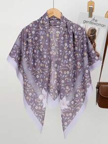 1条女士110厘米印花方巾，薄纱材质，轻盈柔软透气，用途广泛，优雅印花，清新柔和，质感高雅，防晒装饰头巾，多功能方巾，适合日常佩戴，四季皆宜。 - 彩色 - 查看 16