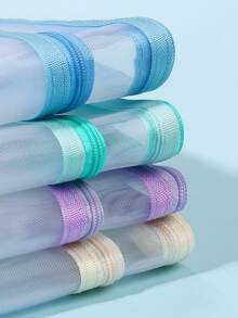 A4 Double Layer Subject Divider Bag, Transparent Mesh File Storage Bag, Dual Zipper, Student Document Handbag - Double Layer - View 6