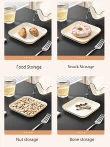 1个长方形托盘，优雅奢华家居用品，ins风奶白色面包/零食盛盘 - 奶油白 - 查看 4