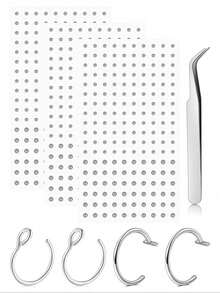 时尚粘贴式假唇钉套装 - 无需穿孔的唇环眉钉面部穿孔饰品 - 貼紙鼻環套裝 - 查看 15