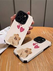 1pc Minimalist Healing Dog Pattern Vertical Faux Leather Soft Protective Phone Case, Suitable As Gift For Friends And Lovers, Compatible With IPhone And Models 17/17AIR/17PRO/17PROMAX - Multicolor - View 2