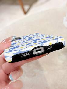 1pc Refreshing Floral Print Perforated Glossy 2-In-1 Film Case Full Coverage Hard Phone Shell Suitable For IPhone 11/12/13/14/15/16 Pro Max,International Version, Not The Domestic Version - Multicolor - View 5