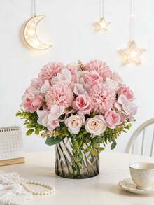 1/3PCS Artificial Flower Silk Tea Rose Bouquet Chrysanthemum Plastic Plant Bridal Bouquet Valentine's Day Holiday Plant Wedding Decoration DIY Wreath Materials, Bridal Hand-Held Flower Decoration Accessories, Wedding Car Decoration, Door Lintel Arch Decoration, Home, Restaurant, Bedroom, Vase Decoration, Birthday Party Decoration Materials New Year's Gifts, Valentine's Day, Graduation Gifts, Autumn Decoration - Pink - View 8