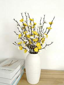 14/12/6支仿真白梅花，逼真桃花，适用于婚礼装饰、房间装饰、家居装饰、卧室、办公室、酒店、花园、派对、客厅、情人节、送给妈妈的礼物 - 彩色 - 查看 4