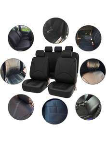 Universal PU Leather Car Seat Covers - Full Coverage, Breathable & Waterproof, Elastic Sides, 4pcs Set (2 Seats) Or 9pcs Set (5 Seats) Full Set, Airbag Compatible, Water-Resistant & Easy To Clean, Suitable For Most Sedans, SUVs, MPVs - A Style - View 11