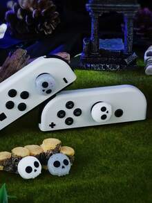 2入水晶骷髏搖桿帽矽膠套，防滑握把保護套，相容 Switch NS/Switch 2/Switch OLED/Switch Lite Joy-Con 控制器，透明亮片與白色骷髏設計，柔軟提升遊戲體驗，個性化 DIY 控制器裝飾，適合 Switch 玩家、萬聖節與收藏家，相容 Switch 主機遊戲控制器配件 - 彩色 - 查看 5