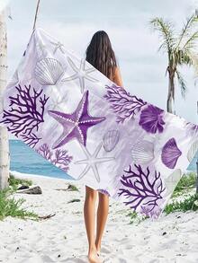 [Prosop de plajă ultra-moale, cu uscare rapidă, 250 g/m² | Disponibil 70*140 cm/90*180 cm | Model cu stele de mare violet | Prosop de înot portabil cu absorbție ridicată, decor pentru baie, prosop de plajă | Potrivit pentru vara, plajă, înot, călătorii, camping, fitness] - Multicolor - Vizualizare 7