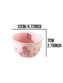 3pcs Sanrio Character Ceramic Rice Bowls, Hello Kitty, Kuromi, Chichi & Lili Designs, Porcelain Material, Colorful Rim, Non-Slip Base, Large Capacity, Microwave & Dishwasher , Heat Resistant, Stackable, Easy To Clean, Cute Tableware, Suitable For Children Boys & Girls, Ideal Gift For Sanrio Fans - Multicolor - View 16
