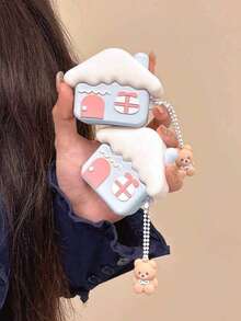 1个可爱创意小屋苹果手机壳，适用于苹果1/2/Pro 2/Pro 3，小熊图案 - 彩色 - 查看 1