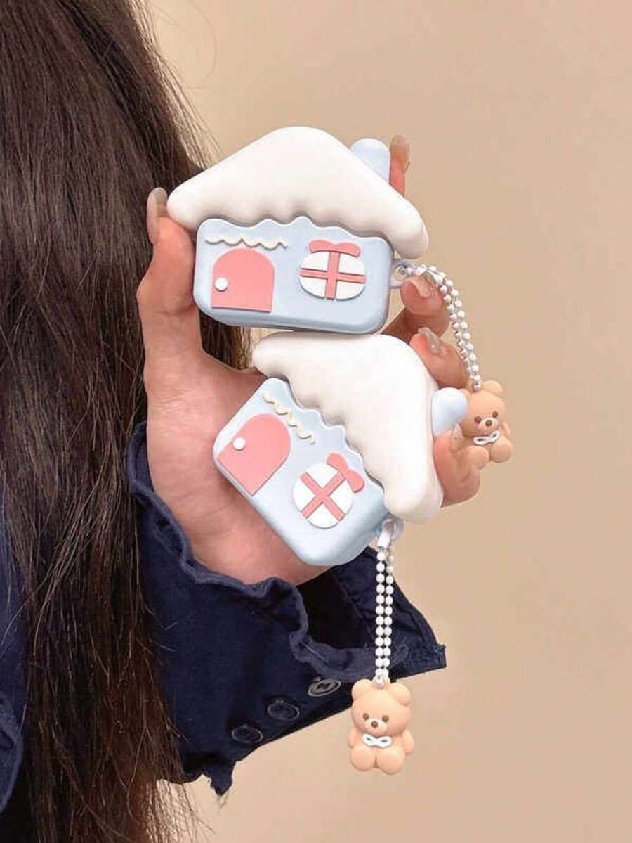 1个可爱创意小屋苹果手机壳，适用于苹果1/2/Pro 2/Pro 3，小熊图案 - 彩色 - 查看 1