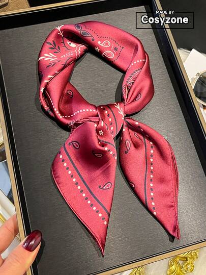 1pc Fashionable Paisley Print 70cm Square Scarf, Unisex Bandana Suitable For Casual, Streetwear, Headwrap, Outdoor Sun Protection, Decorative Accessory