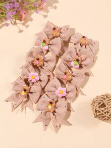 10pcs/Pack Cute Cartoon Bowknot Hair Clips, Shiny Hair Accessories For Girls - Multicolor - View 5