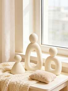 Elegant Speckled Resin Decor Statue – Contemporary Abstract Figure For Modern Home Decor, Great For Living Room Mantels, Bedroom Dressers, And Bathroom Vanities. This Minimalist White Sculpture Blends Seamlessly With Boho, Scandinavian, And Japandi Styles, Serving As A Chic Centerpiece For Shelves, Side Tables, And Office Bookshelves To Enhance Your Peaceful Living Environment. - A - View 7