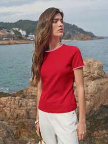 MOTFPREMIUMCONTRASTTRIMSHORTSLEEVETEE - Rosa fuerte - Ver 5