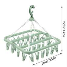 多功能折叠可拆卸袜子晾衣架，阳台衣架带夹子，可晾晒内衣和儿童衣物 - 灰色 - 查看 10