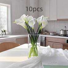 10/20支人造马蹄莲花，PU触感，适用于婚礼、家居和办公室装饰，非常适合母亲节和春季装饰，可用于插花，适用于家居、户外、客厅、婚礼装饰、圣诞节、情人节、母亲节中心摆件 - 塑料材质，不含花瓶和花束配件 - 彩色 - 查看 11