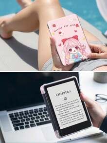 可爱女孩图案平板电脑保护套，兼容 iPad Air 11 英寸 M3 2025 / M2 2024、Air 第五代 2022、(A16) 11 英寸第十一代 2025，兼容三星 Galaxy Tab、Kindle Paperwhite 第十二代 2024，透明背壳，时尚图案保护套，自动睡眠/唤醒功能，气囊保护，适合作为儿童礼物 - 彩色 - 查看 10