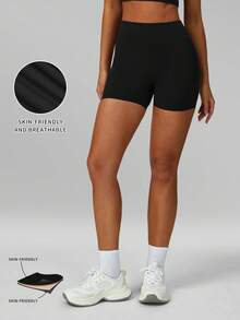 Short slim femme MFVIM, short de compression taille haute, short de yoga respirant et confortable pour l'entraînement, la course, le fitness, convient pour les déplacements quotidiens, l'extérieur, le jogging, le cyclisme, le yoga, le pilates, la salle de gym - Noir - Voir 5