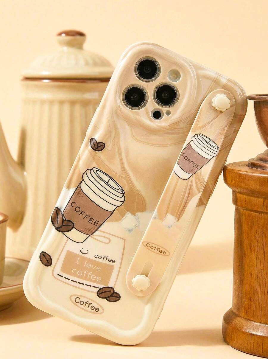 1 件时尚腕带笑脸加厚防震手机保护壳带支架，兼容 和三星设备