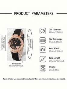 一套四件套奢华腕表珠宝套装，心形设计，搭配女士真皮表带。适合度假和日常佩戴，是馈赠佳品。 - 彩色 - 查看 12