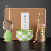 1件/5件套波点格纹抹茶茶具套装，包含抹茶碗、抹茶筅、抹茶杯、搅拌棒、茶匙、茶碗套装、抹茶冲泡工具、甜点及饮品制作工具、日式礼盒、松川抹茶搅拌套装、抹茶爱好者礼物 - 彩色 - 查看 10