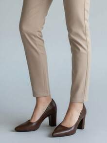 Solid Color Commuter Business PU Leather, Suitable For Holiday Party, Office - Coffee Brown - View 3