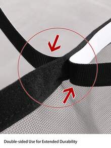 White DIY Window Screen Mesh Set, Cut-To-Fit Breathable Net, Self-Adhesive Hook & Loop Easy Install, Mosquito & Bug Protection For Home Windows - Black - View 5