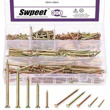 300Pcs 5 Sizes 3/4\ 1-1/4\ 1-3/5\ 2\ 2-3/8\ Colored Zinc Hardware Nails Assortment Kit,Steel Nail, Galvanized Nails, Small Nails, Finishing Nails, Wall Nails, Wood Nails, Nails For Concrete - 豐富多彩的 - 查看 1
