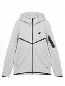 Nike Unisex Tech-Inspired Zip Hoodie & Jogger, Slim Fit Tapered Tracksuit With Cozy Lining, No Shrinkage, Effortless Streetwear Graphic Outerwear For Men & Women Set - Grey Full-Zip Hoodie1 - 查看 9