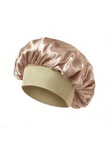 1/2pcs Silk Sleep Cap, Satin Hair Cap, Soft Elastic Silk Sleep Bonnet, Curly Hair Silk Hair Cover (Black & Gold) Hair Styling Kit Hair Tool Kit - Multicolor - View 12