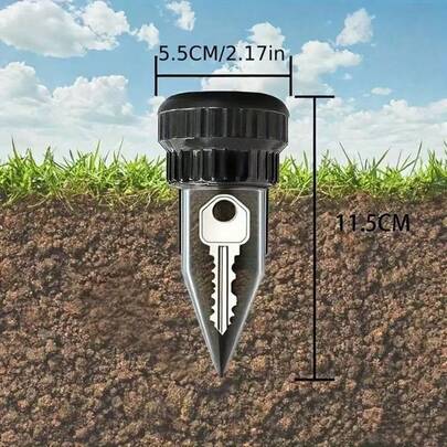 1 Set (1pc Cone + 1pc Cap) Key Hider For Sprinklers - Realistic Key Concealer, Key Security Storage Container For Outdoor Gardens, Lawns, And Patios - Waterproof And Corrosion-Resistant, Easily Buried Underground In Lawns And Gardens