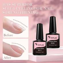 VENALISA 3 In 1 Rubber Base Gel For Nails, 6 Colors Jelly Gel Nail Polish Set Nude Pink Neutral Transparent Milky White Sheer Pink Gel Polish Strengthener Kit - 白色 - 查看 6