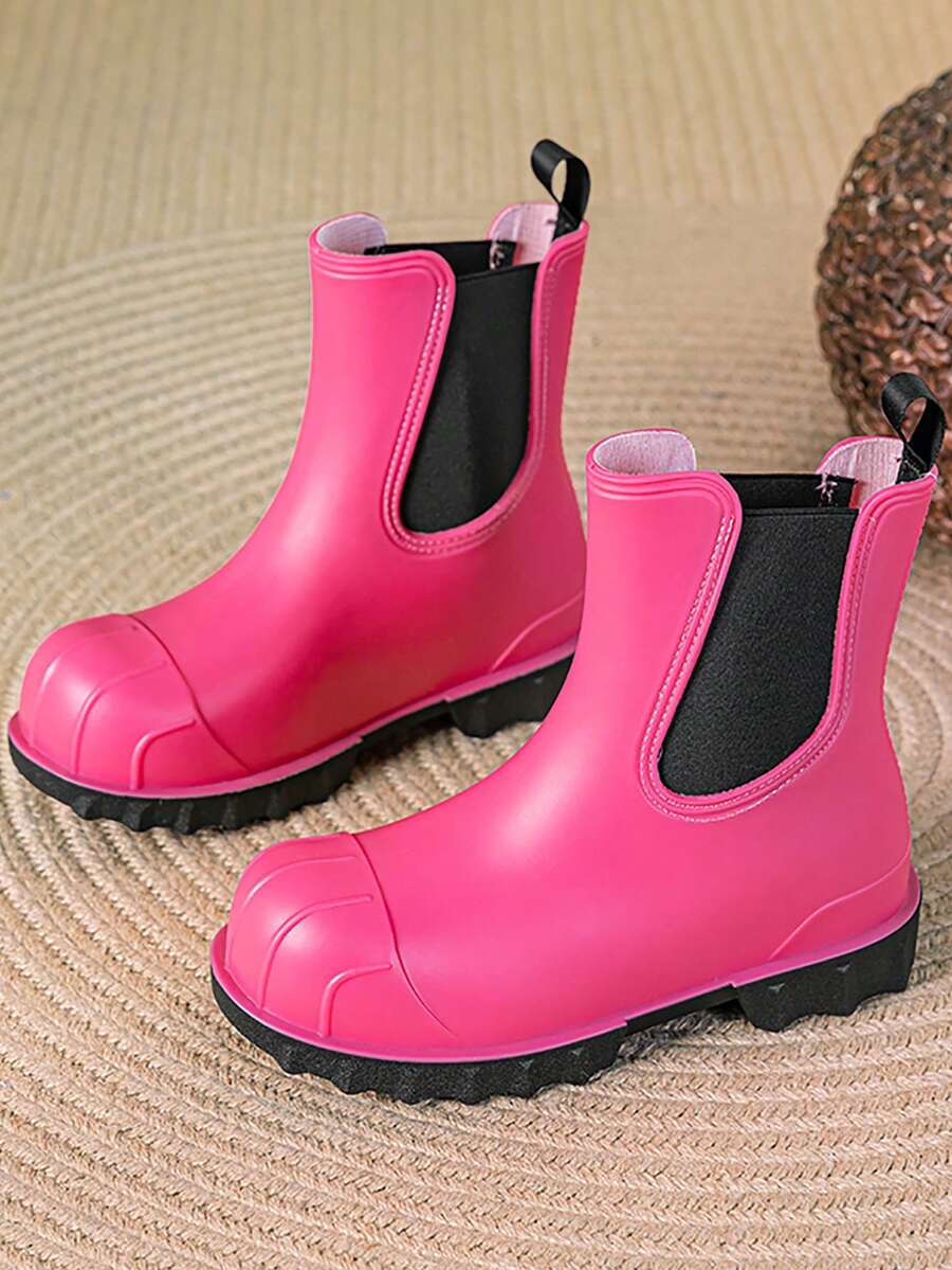 Women's Elastic Waterproof Rain Boots, Fashionable Minimalist Versatile Galoshes - Hot Pink - View 1