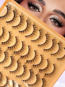 ENCHUW 20 Cặp Mi Giả Cao Cấp, Mềm Mịn, Dày, Dày D, Có Thể Tái Sử Dụng, Mềm Mại, Nhẹ, Mi Giả Lông Chồn Cho Kiểu Trang Điểm Mắt Ấn Tượng. - màu đen - Xem 1