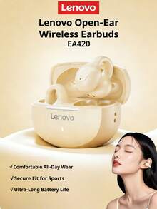 Lenovo 联想EA420开放式无线耳机，蓝牙5.4，夹式设计，IPX5级防水，8小时续航，运动耳机，HiFi音质 - 黑色 - 查看 2