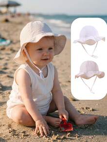 柔软婴儿防晒帽，UPF 50+，可调节女童沙滩渔夫帽，幼儿夏季遮阳帽 - 彩色 - 查看 3