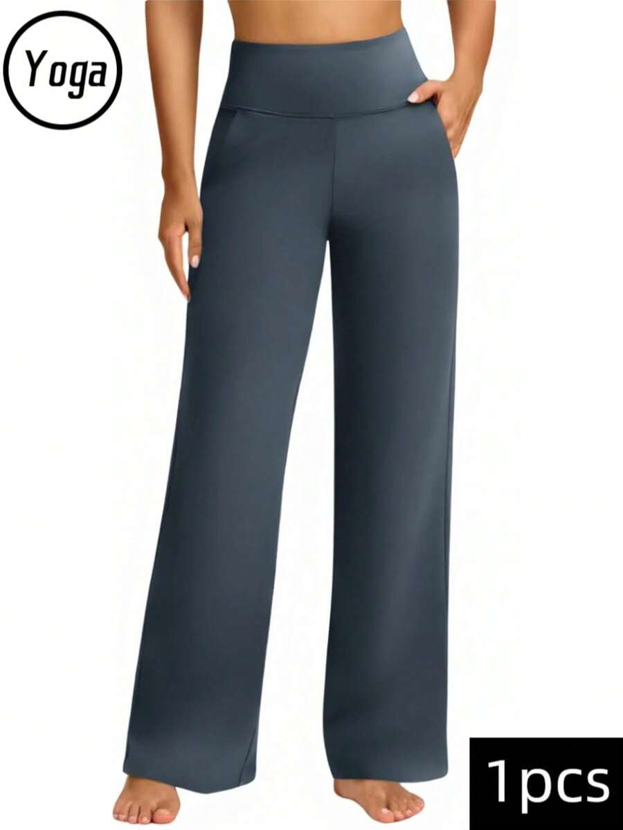 Women's High-Waisted Straight-Leg Sports Pants | Slimming And Draping Yoga Pants For Spring. New Style Straight-Leg Pants For Work, Fitness, Running. Straight-Leg Sports Pants, Women's Pants. - 深灰色 - 查看 1