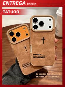 1Pcs Vintage Bible Cross PU Leather Phone Case, Personalized Religious Style Drop-Proof Cover, Compatible With IPhone16 Pro Max/16Pro/16Plus/16/15 Pro Max/15/14/13/12/11 - 棕色 - 查看 2