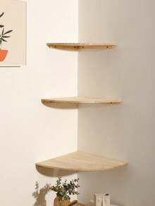 1 pièce/3 pièces Étagère d'angle murale en bois de style bohème, support d'affichage multifonction rustique, convient pour le salon et la chambre à coucher, étagère de rangement pour la maison pour les livres et les décorations - Multicolore - Voir 10