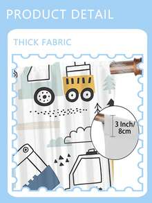 2 Panels Construction Truck Blackout Drapes,Cartoon Engineering Vehicle Printing Window Drapes For Kids Room, Easy-Clean Curtains - Machine Washable - Multicolor - View 5
