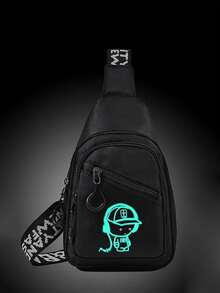 新款发光印花胸包，时尚男童胸包，休闲运动男童单肩包，小众设计创意斜挎包。 - 彩色 - 查看 3