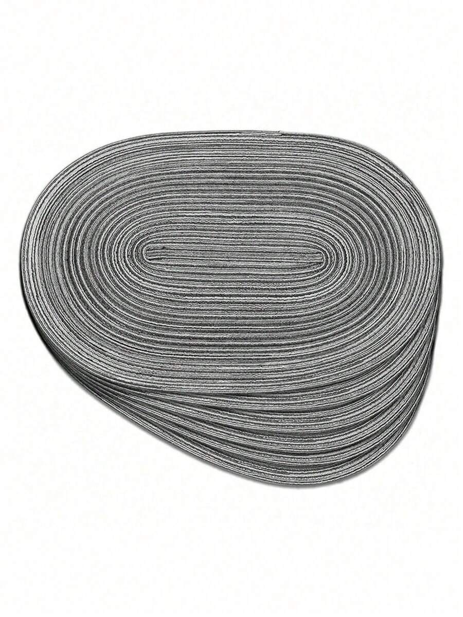 2/4/6/8/10/12 Pcs Set Woven Oval Placemats, 12x18 Inches, Natural Woven Heat-Resistant Placemats, Suitable For Daily Family Gatherings And Wedding Parties (Deep Gray) - Dark Grey - View 1
