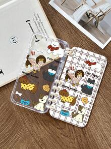 1pc Cute Puppy Design Flip Wallet Phone Case, Japanese Style Bone Print Notebook Cover, Transparent TPU Anti-Drop, Compatible With Iphone 11/12/13/14/15/16/16 Plus/17/17 Pro/17 Pro Max And Galaxy S24 Ultra/A25/A55 5G/S25, Kawaii Gift For Dog Lovers, Students, Daily Use - Multicolor - View 6