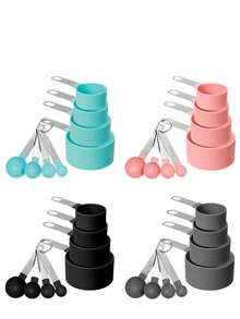 8pcs Measuring Cups & Spoons Set, Stackable Cups And Spoons, Nesting Measure Cups With Stainless Steel Handle, Kitchen Gadgets For Cooking & Baking - Multicolor - View 4